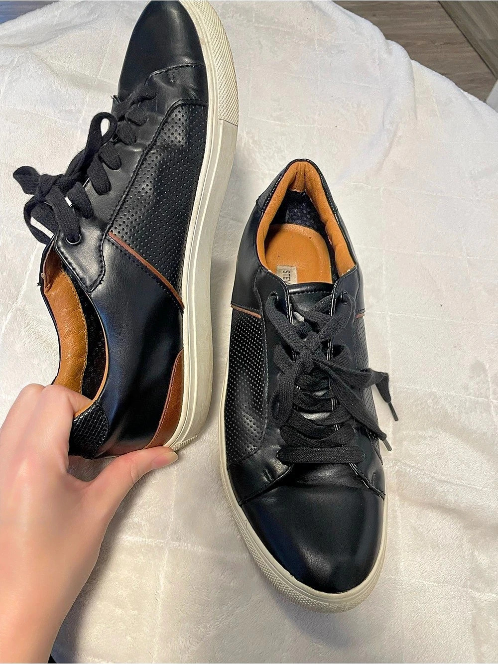 Steve Madden Colvert Black Leather Sneakers | Men’s SZ 10